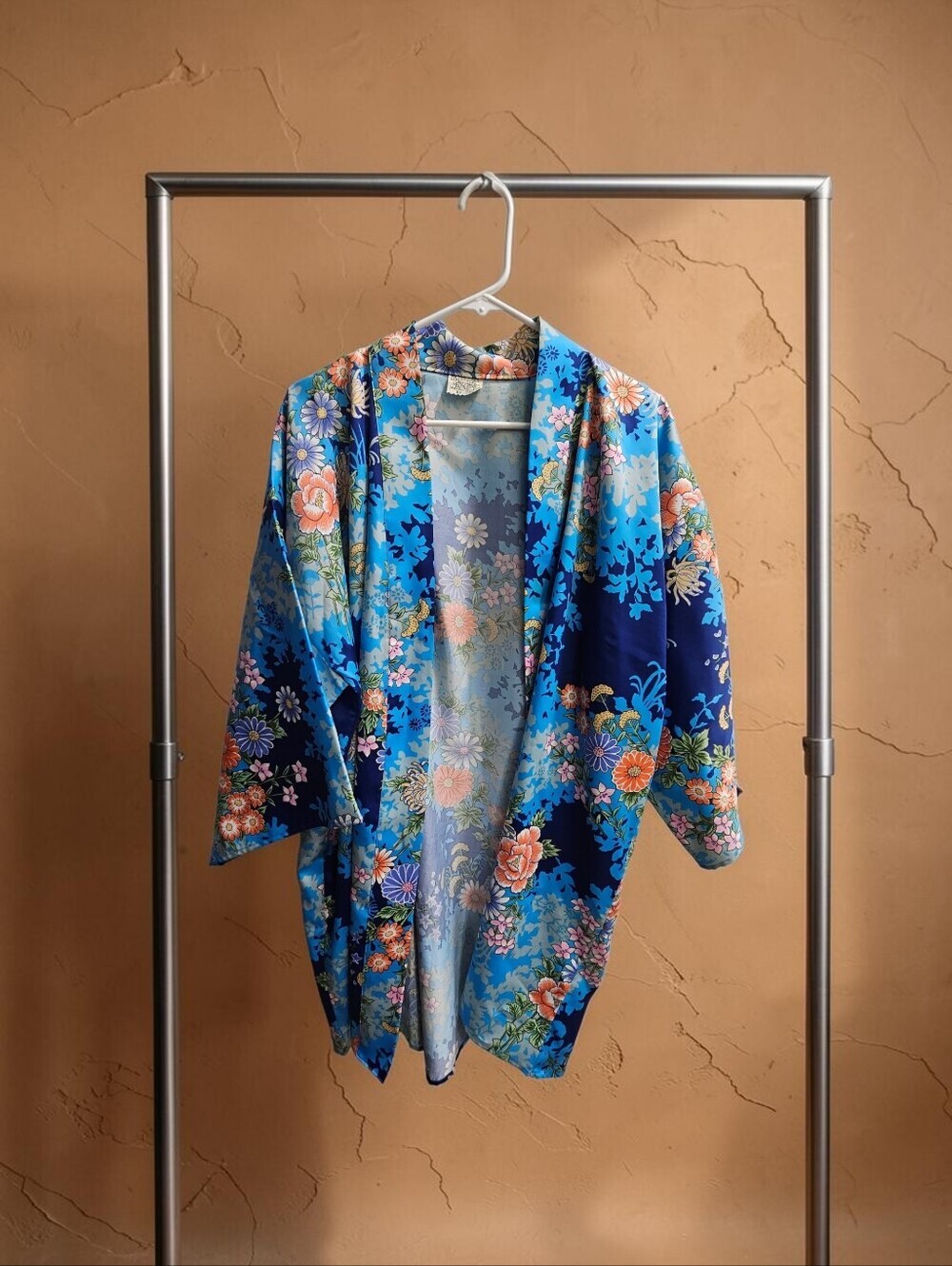 Blue Floral Japanese Kimono Cardigan